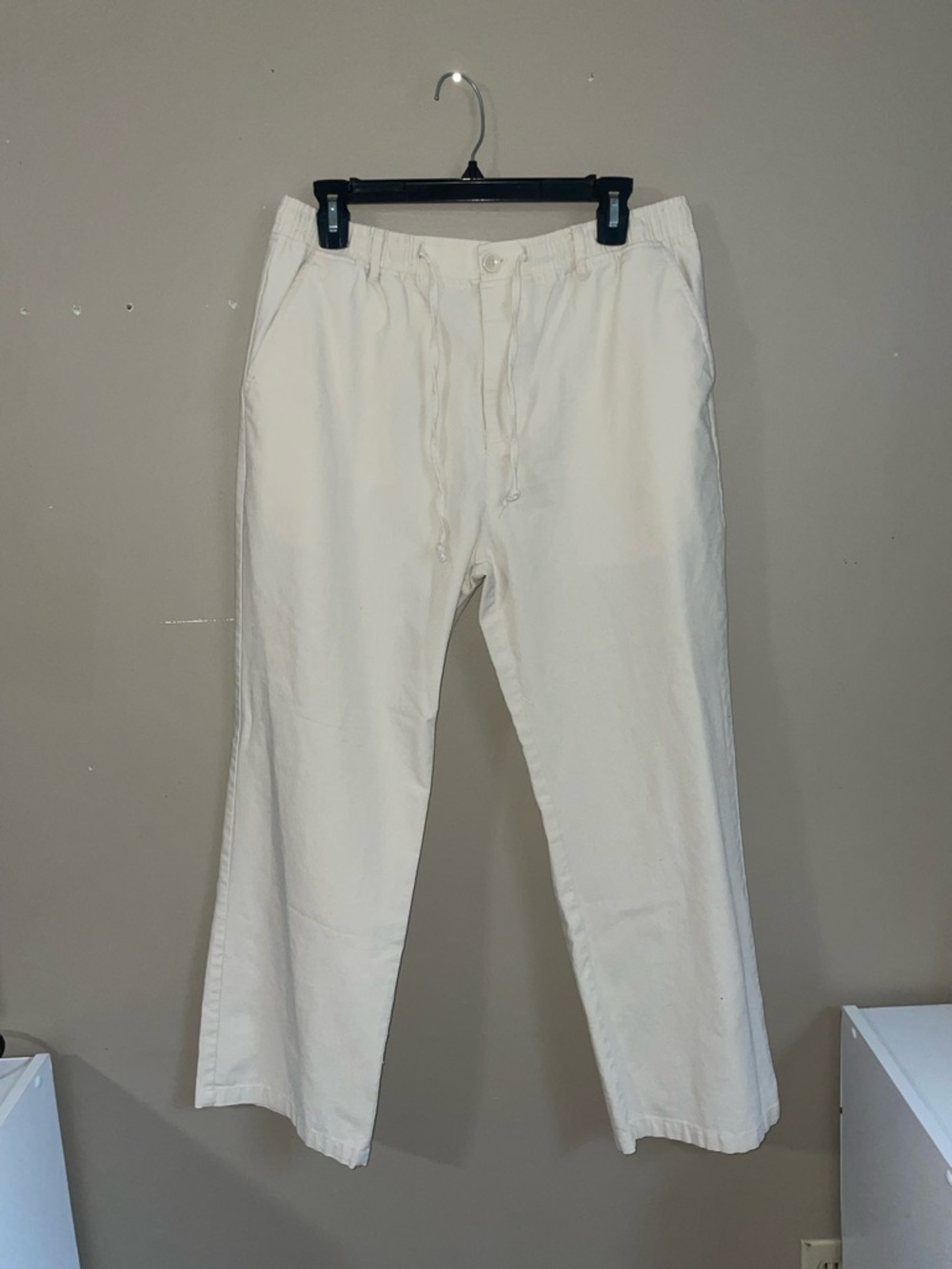 Coofandy women’s cream colored linen blend pants size M